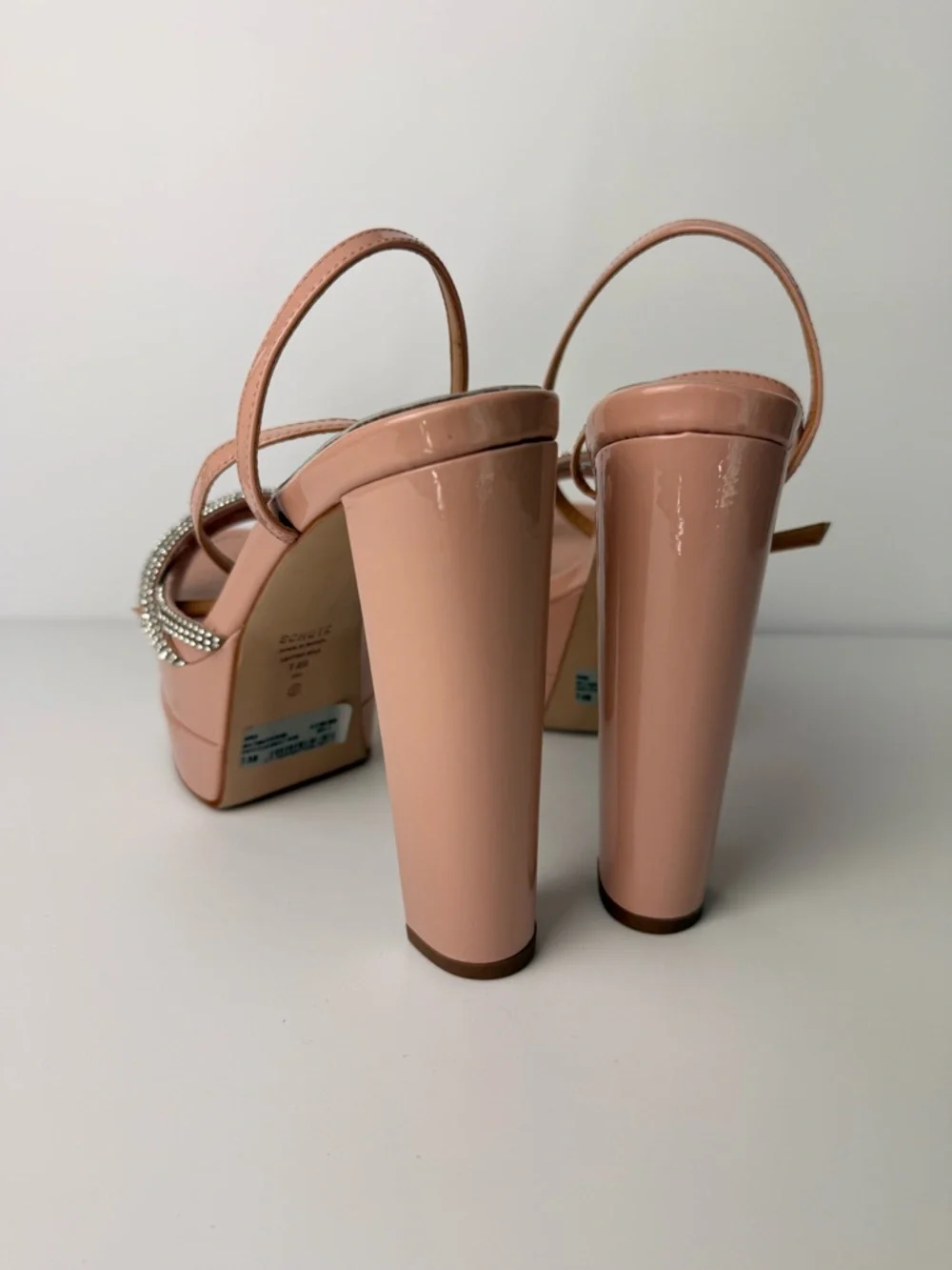 Schutz Piper Platform Heels 7.5B Sweet Rose Pink‎ Rhinestone Strappy Sandals